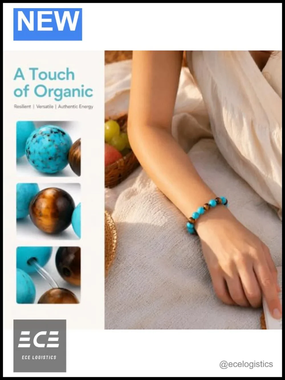 Natural Turquoise Tiger's Eye Beaded Stretch Bracelet Gift for Women
